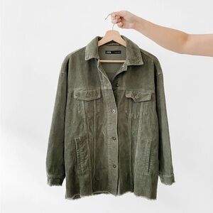 Zara Khaki Corduroy Utility Jacket